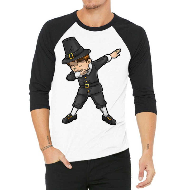 Dabbing Pilgrim Boy Happy Thanksgiving Day Gifts Kids Men 3/4 Sleeve Shirt | Artistshot