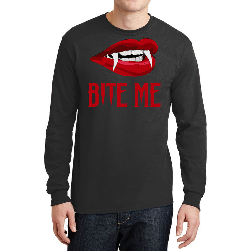 Bite Me  Vampire Teeth Easy Diy Halloween Costume Long Sleeve Shirts | Artistshot