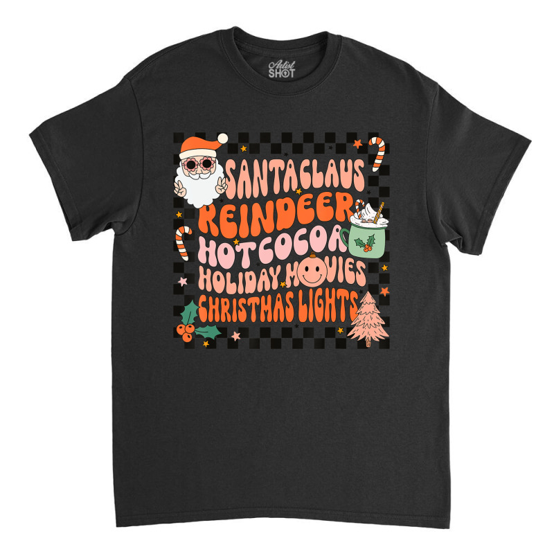 Retro Groovy Santa Claus Reindeer Christmas Cute Xmas Lights Classic T-shirt by rastyrocl | Artistshot