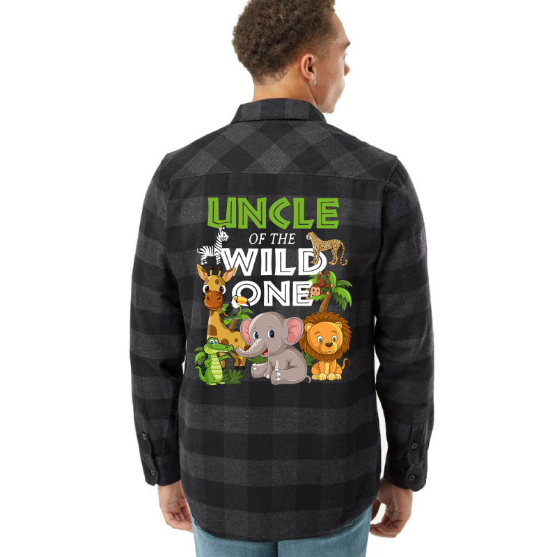 Uncle Of The Wild One Zoo Birthday Safari Jungle Animal Flannel Shirt by AlejandroArtist | Artistshot