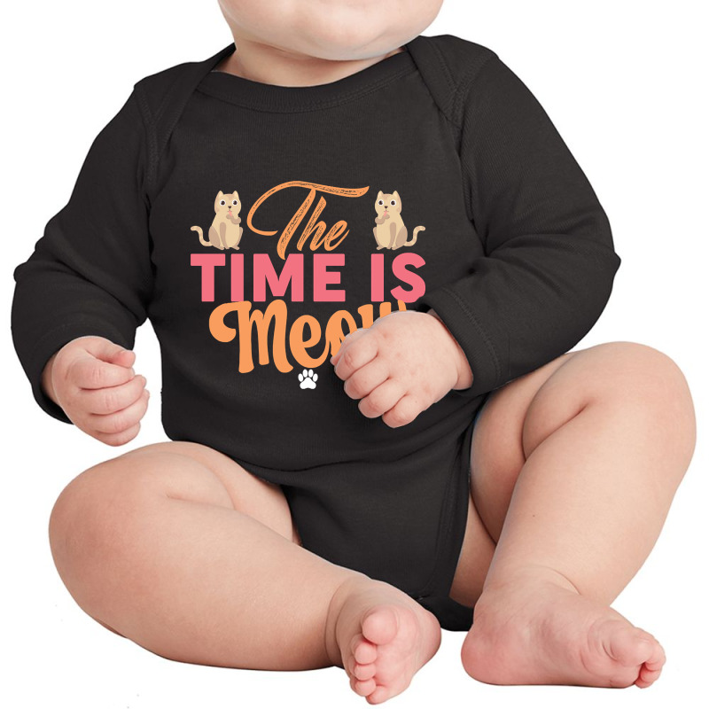 The Time Is Meow Long Sleeve Baby Bodysuit by macklinsampson | Artistshot