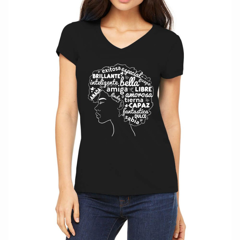 Womens Afro Latina Pride Gift Afro-latino Black History Month Women's V-Neck T-Shirt by BRANDONARKER | Artistshot