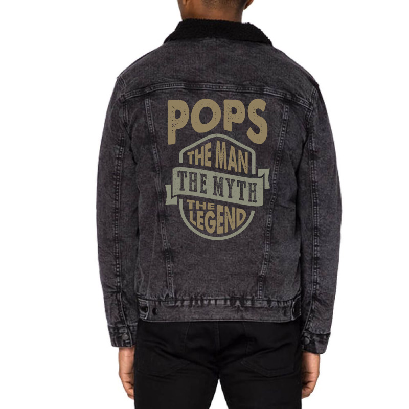 Pops The Man The Myth Unisex Sherpa-lined Denim Jacket | Artistshot