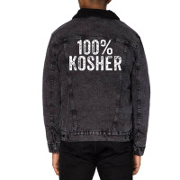 Funny 100 Kosher Chanukah Gift Unisex Sherpa-lined Denim Jacket | Artistshot