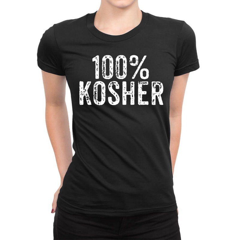 Funny 100 Kosher Chanukah Gift Ladies Fitted T-Shirt by ScottArtist | Artistshot