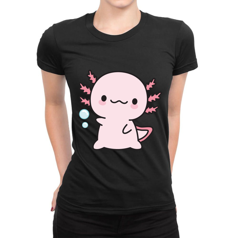 Cute Axolotl Salute Ladies Fitted T-Shirt by Min09 | Artistshot