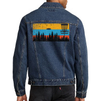 Retro Disc Golf Frolf Frisbee Vintage 70s 80s Style Men Denim Jacket | Artistshot