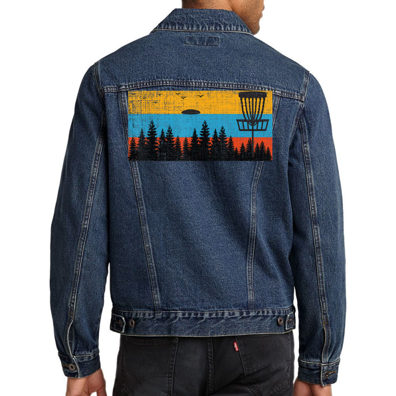 Retro Disc Golf Frolf Frisbee Vintage 70s 80s Style Men Denim Jacket by hongquangd | Artistshot