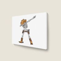 Dabbing Skeleton T  Cowboy Hat Halloween Kids Boys Dab Landscape Canvas Print | Artistshot