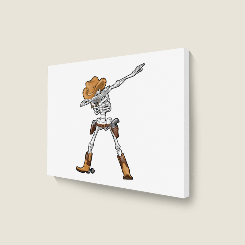 Dabbing Skeleton T  Cowboy Hat Halloween Kids Boys Dab Landscape Canvas Print by PeterArtist | Artistshot