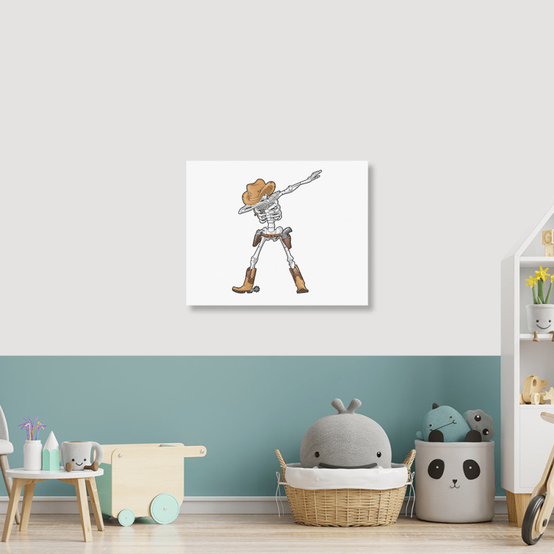 Dabbing Skeleton T  Cowboy Hat Halloween Kids Boys Dab Landscape Canvas Print by PeterArtist | Artistshot