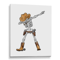 Dabbing Skeleton T  Cowboy Hat Halloween Kids Boys Dab Metal Print Vertical | Artistshot