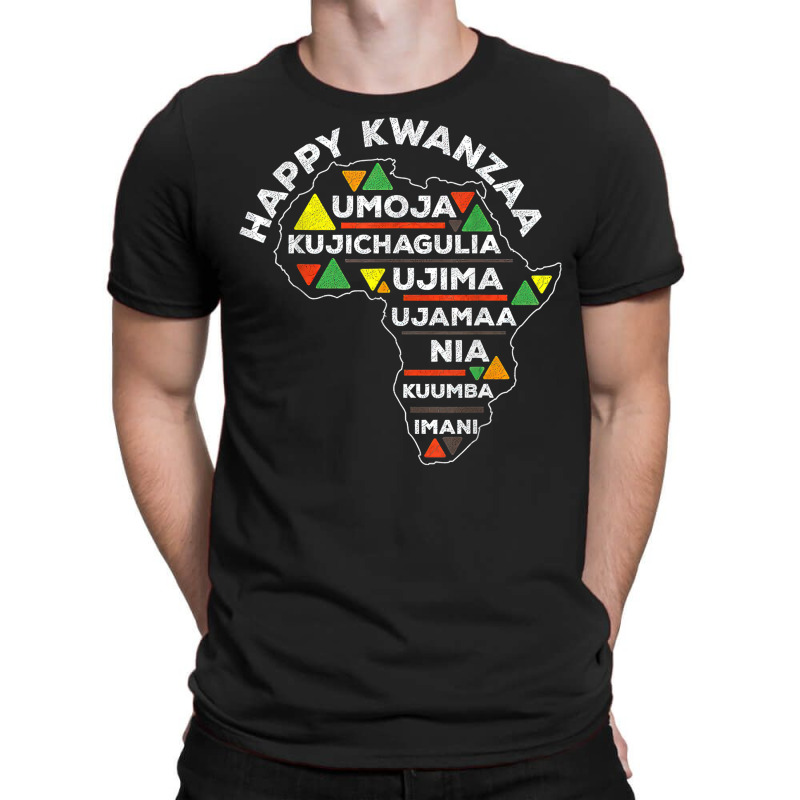 Retro Happy Kwanzaa African Seven Principles Continent Shape T Shirt T-Shirt by j83tytler | Artistshot