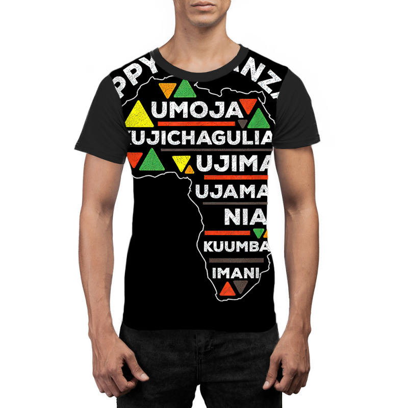 Retro Happy Kwanzaa African Seven Principles Continent Shape T Shirt Graphic T-shirt by j83tytler | Artistshot