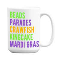 Beads, Parades, Crawfish, Kingcake, Mardi Gras 15 Oz Coffee Mug | Artistshot