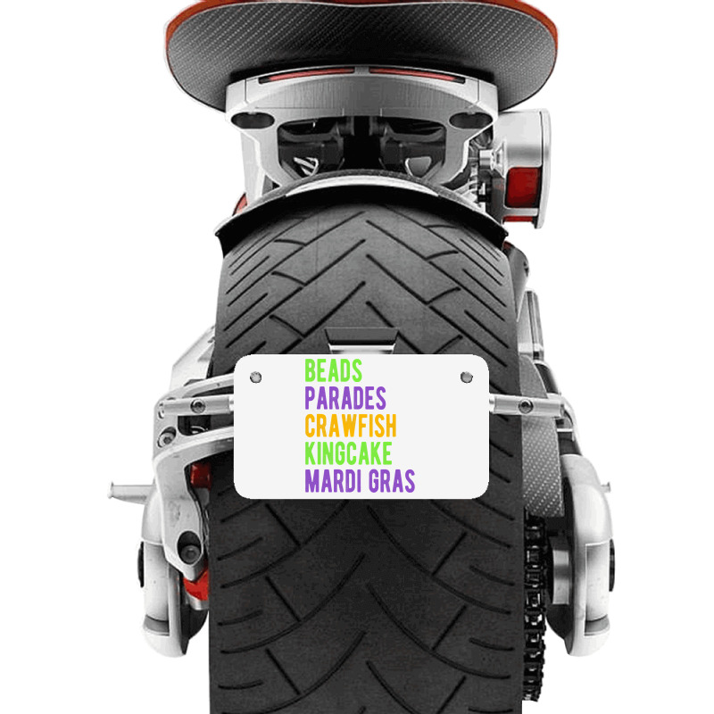 Beads, Parades, Crawfish, Kingcake, Mardi Gras Motorcycle License Plate | Artistshot