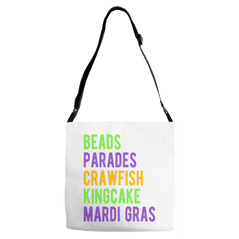 Beads, Parades, Crawfish, Kingcake, Mardi Gras Adjustable Strap Totes | Artistshot