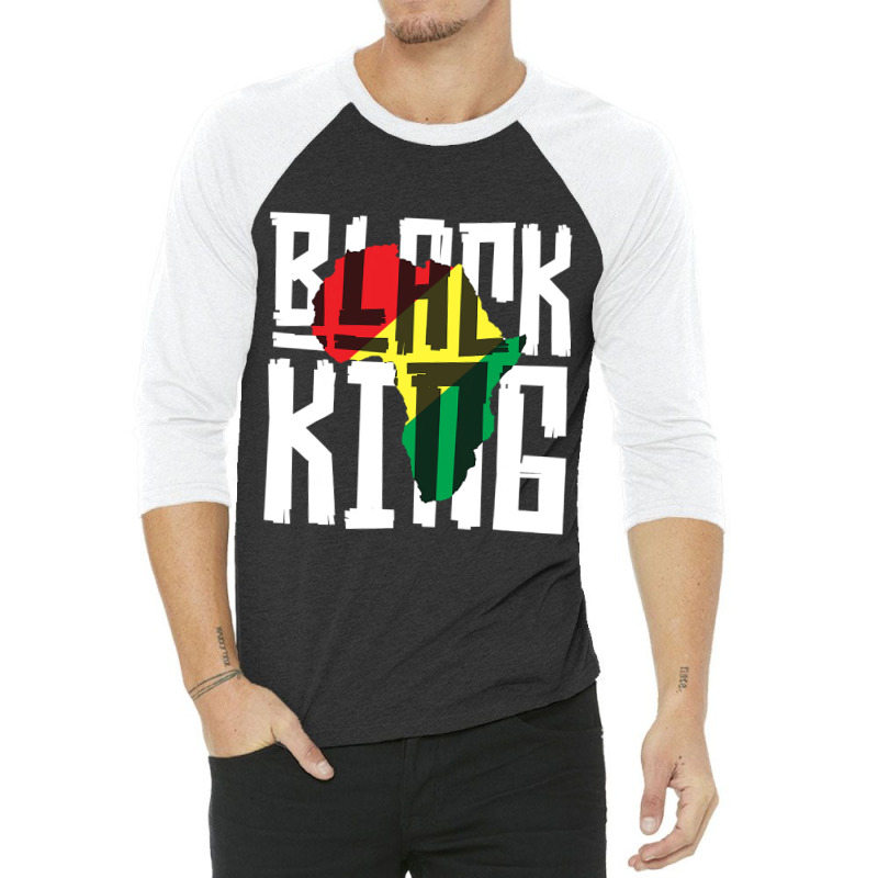 Black King  For Boys Men History Month Africa Tribal 3/4 Sleeve Shirt | Artistshot