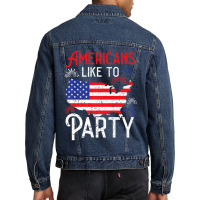 Trending Americans Like To Party America Usa Patriotic Men Denim Jacket | Artistshot