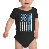 T1d Blue Ribbon Usa Flag Type 1 Diabetes Awareness Month T Shirt Baby Bodysuit | Artistshot