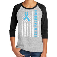 T1d Blue Ribbon Usa Flag Type 1 Diabetes Awareness Month T Shirt Youth 3/4 Sleeve | Artistshot