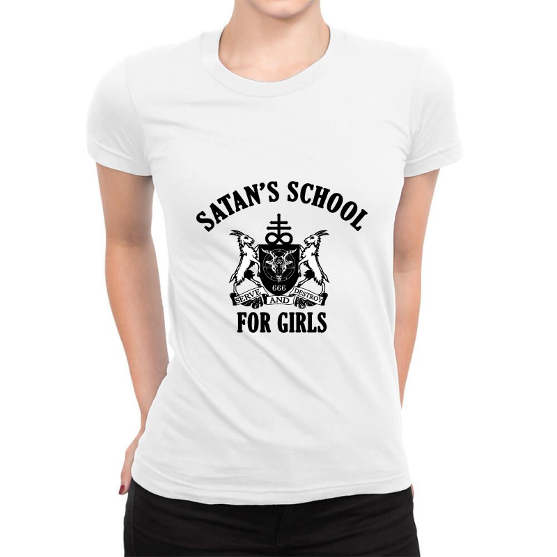 Satan's School For Girls   Satanism Ladies Fitted T-Shirt by curutputihgot | Artistshot