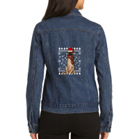 Belgian Malinoi Dog Santa Hat Xmas 1 Ladies Denim Jacket | Artistshot