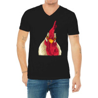 Chicken Face With Staring Eyes, Comb & Wattles V-neck Tee | Artistshot