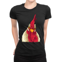 Chicken Face With Staring Eyes, Comb & Wattles Ladies Fitted T-shirt | Artistshot