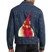 Chicken Face With Staring Eyes, Comb & Wattles Men Denim Jacket | Artistshot