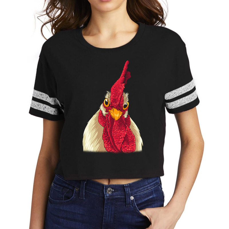 Chicken Face With Staring Eyes, Comb & Wattles Scorecard Crop Tee by laurynvanhoose | Artistshot