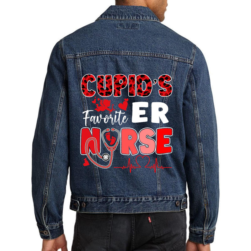 Cupid S Favorite Er Nurse Medical Valentine Day Nursing Men Denim Jacket by Aliceartist | Artistshot