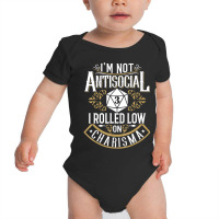 Trending Not Antisocial, Rolled Low Charisma Funny Rpg Loves Dragons Baby Bodysuit | Artistshot