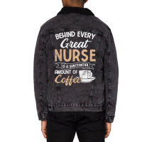 Behind Every Great Nurse Substantial Coffee Rn Nurse Unisex Sherpa-lined Denim Jacket | Artistshot