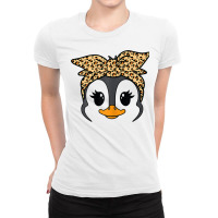 Womens Penguin Face Leopard Headband Womens Christmas Pjs Xmas T Shirt Ladies Fitted T-shirt | Artistshot