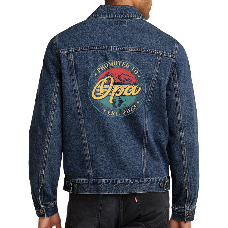 Mens Vintage New Grandpa Promoted To Opa 2023 Baby Announcement Men Denim Jacket | Artistshot