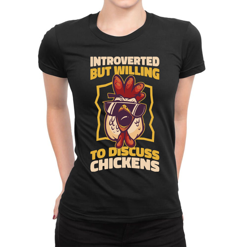 Introverted Chickens Funny Introvert Gift Ladies Fitted T-Shirt by Crews Micki | Artistshot