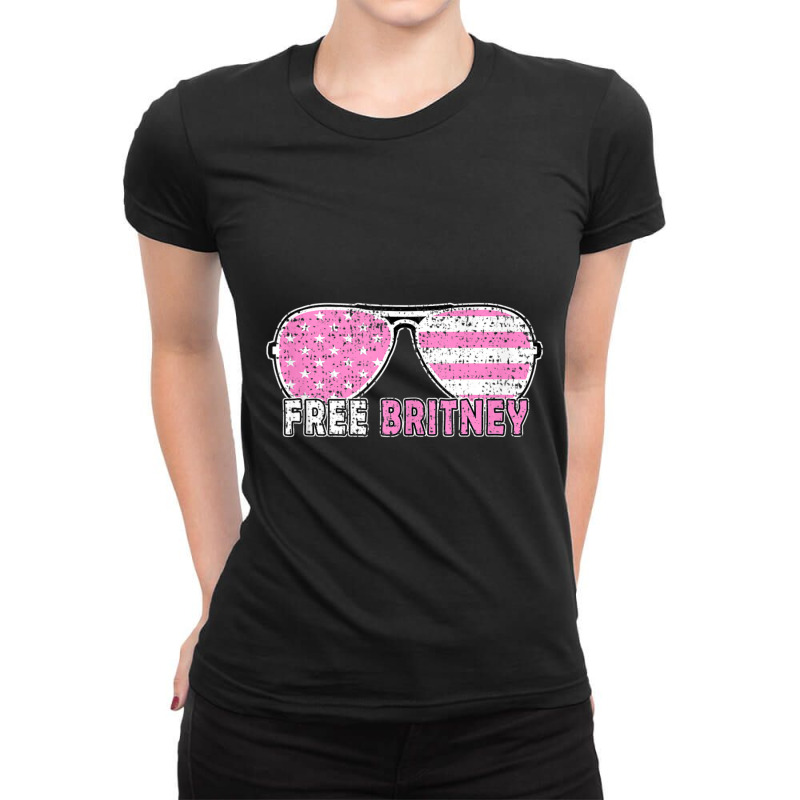 Trending Free Britney Movement Vintage Us Flag Hot (2) Ladies Fitted T-Shirt by femalesbaubles | Artistshot