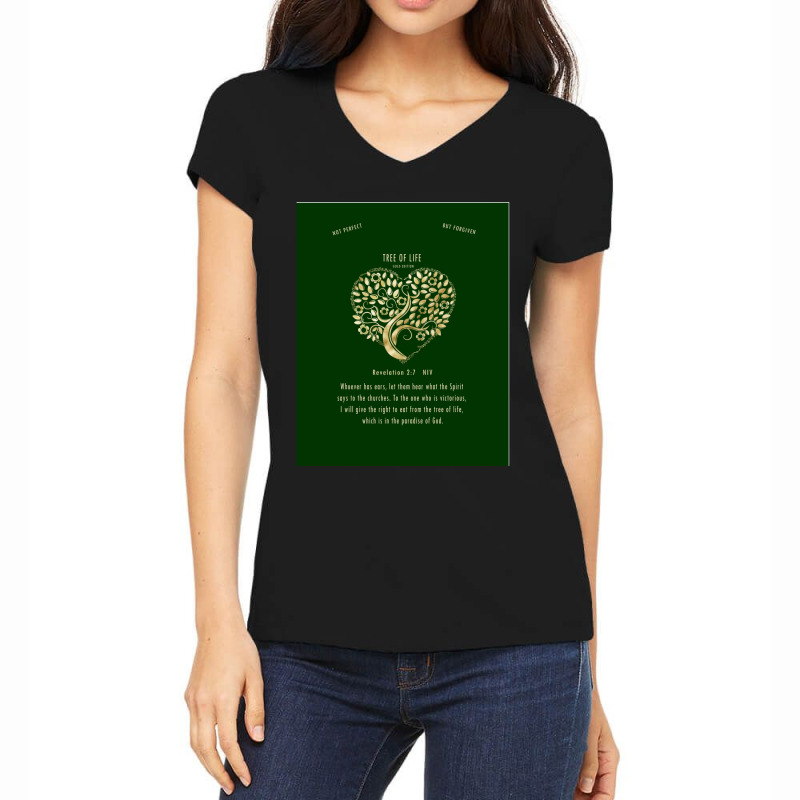 Christian Bible Verse Tree Of Life Revelation 27 3 Women's V-Neck T-Shirt by KelliBrimner | Artistshot