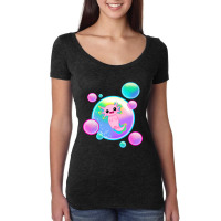 Kawaii Axolotl With Bubbles Women's Triblend Scoop T-shirt | Artistshot