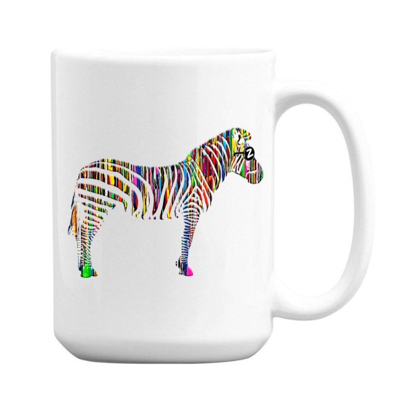 Trending Rainbow Zebra Striped Horse In Sunglasses 15 Oz Coffee Mug | Artistshot