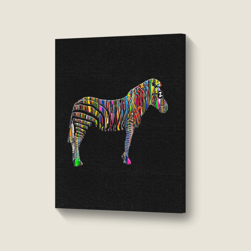 Trending Rainbow Zebra Striped Horse In Sunglasses Portrait Canvas Print | Artistshot