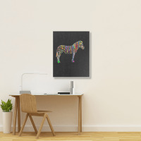 Trending Rainbow Zebra Striped Horse In Sunglasses Portrait Canvas Print | Artistshot