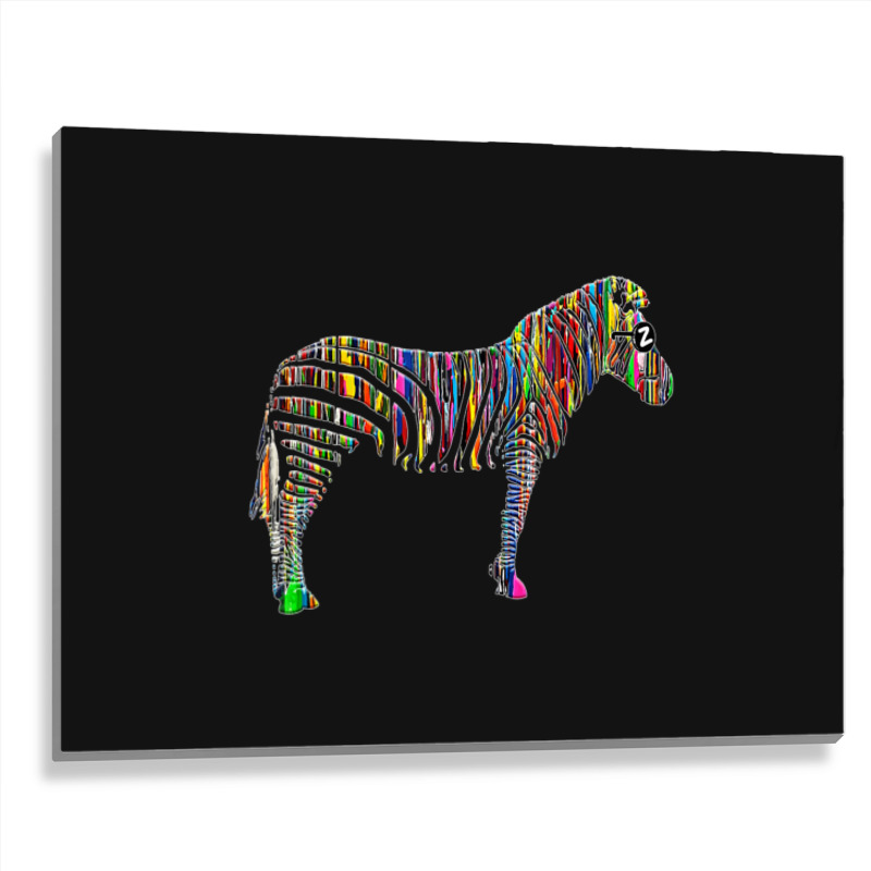 Trending Rainbow Zebra Striped Horse In Sunglasses Metal Print Horizontal | Artistshot