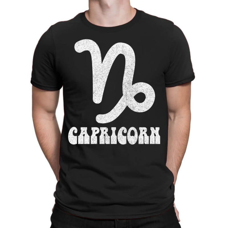 Capricorn Retro Zodiac Symbol Fadedstyle Design T-shirt | Artistshot