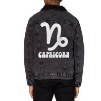 Capricorn Retro Zodiac Symbol Fadedstyle Design Unisex Sherpa-lined Denim Jacket | Artistshot