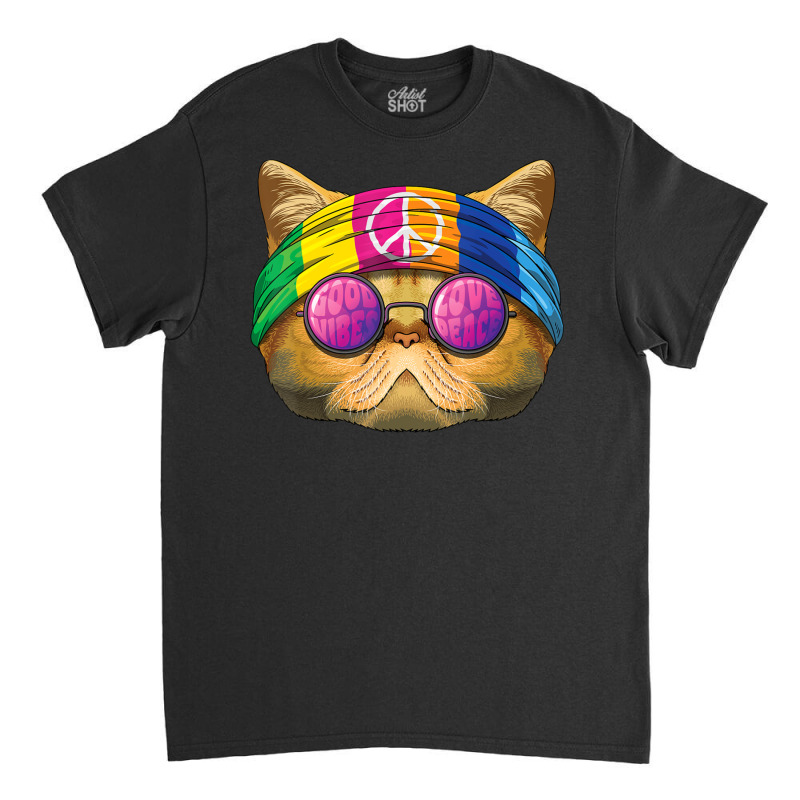 Hippie Exotic Shorthair Love Peace Sign 70s Hippie Cat Classic T-shirt by michaelyounger19 | Artistshot