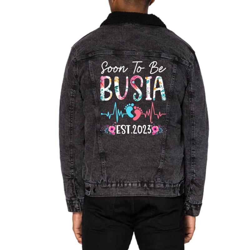 Soon To Be Busia 2023 Mothers Day Christmas First Time Mom Unisex Sherpa-lined Denim Jacket | Artistshot