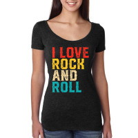 I Love Rock And Roll Distressed Rainbow 70s Retro Vintage Women's Triblend Scoop T-shirt | Artistshot