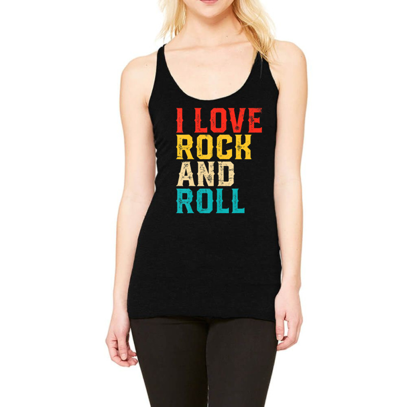 I Love Rock And Roll Distressed Rainbow 70s Retro Vintage Racerback Tank by michaelyounger19 | Artistshot